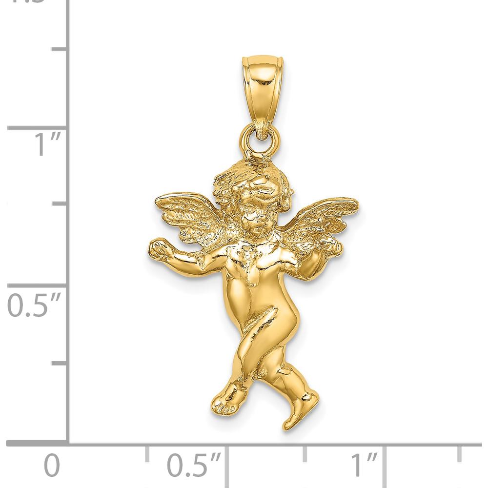 14K Yellow Gold Guardian Angel Walking Pendant Charm - Polished Finish by Oro Pregiato
