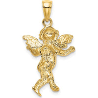 14K Yellow Gold Guardian Angel Walking Pendant Charm - Polished Finish by Oro Pregiato