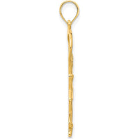 14K Yellow Gold Gymnast with Ribbon Pendant - Polished and Textured Finish, 32mm by Oro Pregiato