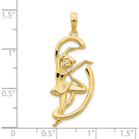 14K Yellow Gold Gymnast with Ribbon Pendant - Polished and Textured Finish, 32mm by Oro Pregiato