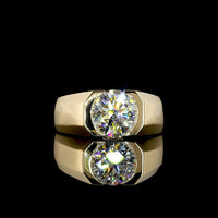 14K Yellow Gold Half-Bezel Round Lab Diamond Solitaire Ring - 2.56 Carat E-F VVS1 - Covaloro Fine Jewelry