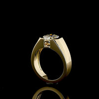 14K Yellow Gold Half-Bezel Round Lab Diamond Solitaire Ring - 2.56 Carat E-F VVS1 - Covaloro Fine Jewelry