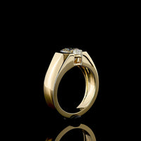 14K Yellow Gold Half-Bezel Round Lab Diamond Solitaire Ring - 2.56 Carat E-F VVS1 - Covaloro Fine Jewelry