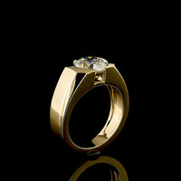14K Yellow Gold Half Bezel Set Round Lab Diamond Solitaire Ring - 2.89 Carat Total Weight E-F VS1 IGI Certified - Covaloro Fine Jewelry