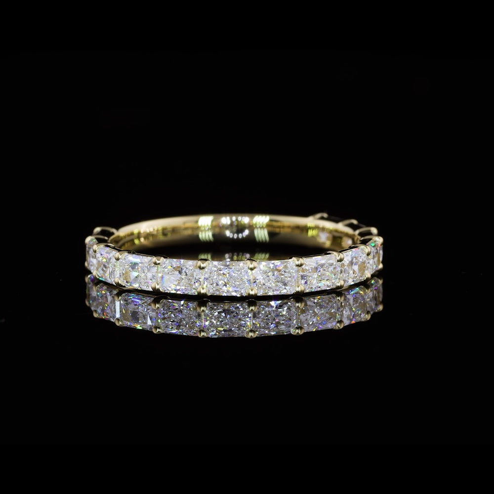 14K Yellow Gold Half Eternity Band Ring with East-West Set Radiant Cut Lab Diamonds - 1.22 Carat Total Diamond Weight - Covaloro Fine Jewelry