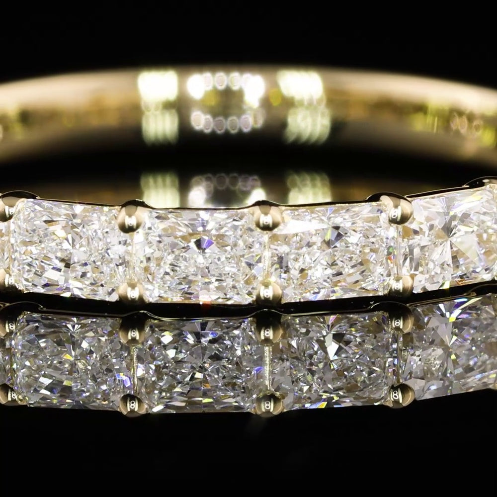 14K Yellow Gold Half Eternity Band Ring with East-West Set Radiant Cut Lab Diamonds - 1.22 Carat Total Diamond Weight - Covaloro Fine Jewelry