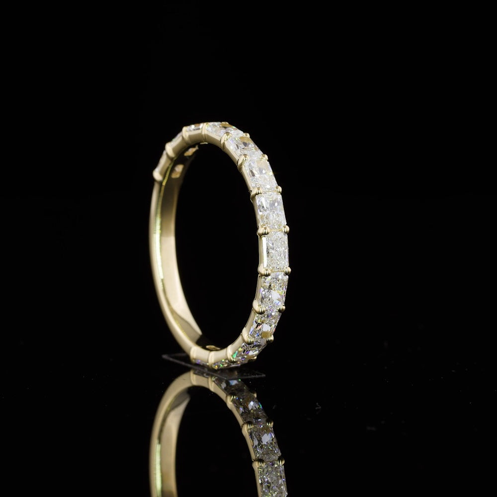 14K Yellow Gold Half Eternity Band Ring with East-West Set Radiant Cut Lab Diamonds - 1.22 Carat Total Diamond Weight - Covaloro Fine Jewelry