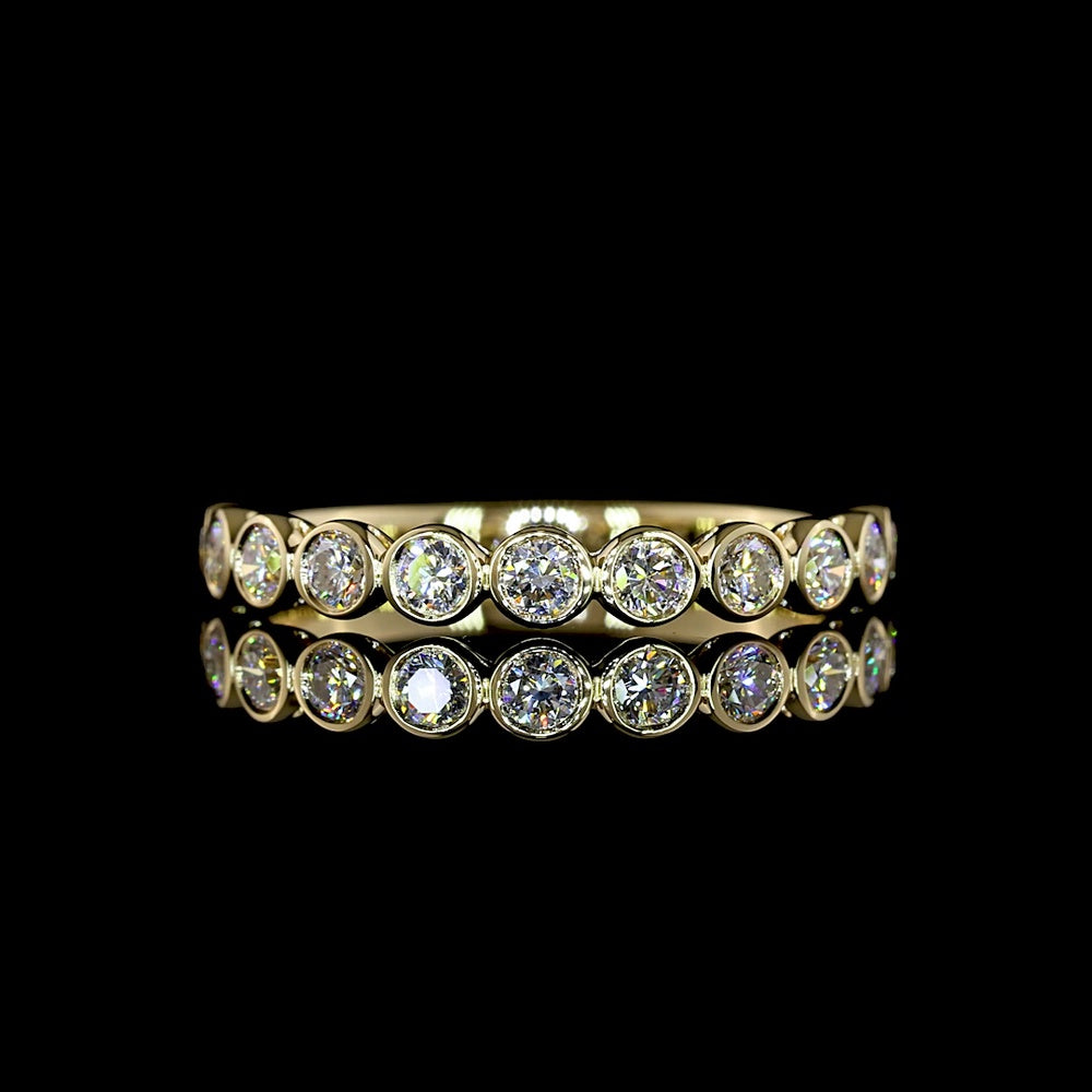 14K Yellow Gold Half Eternity Band with 11 Bezel Set Round Lab Diamonds - 0.63 Carat Total Weight - Covaloro Fine Jewelry