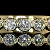 14K Yellow Gold Half Eternity Band with 11 Bezel Set Round Lab Diamonds - 0.63 Carat Total Weight - Covaloro Fine Jewelry