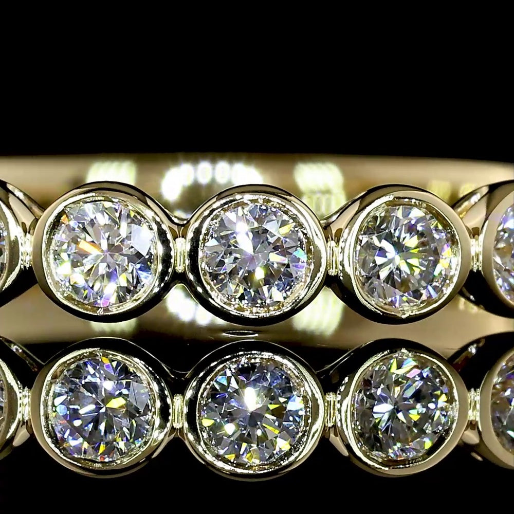 14K Yellow Gold Half Eternity Band with 11 Bezel Set Round Lab Diamonds - 0.63 Carat Total Weight - Covaloro Fine Jewelry