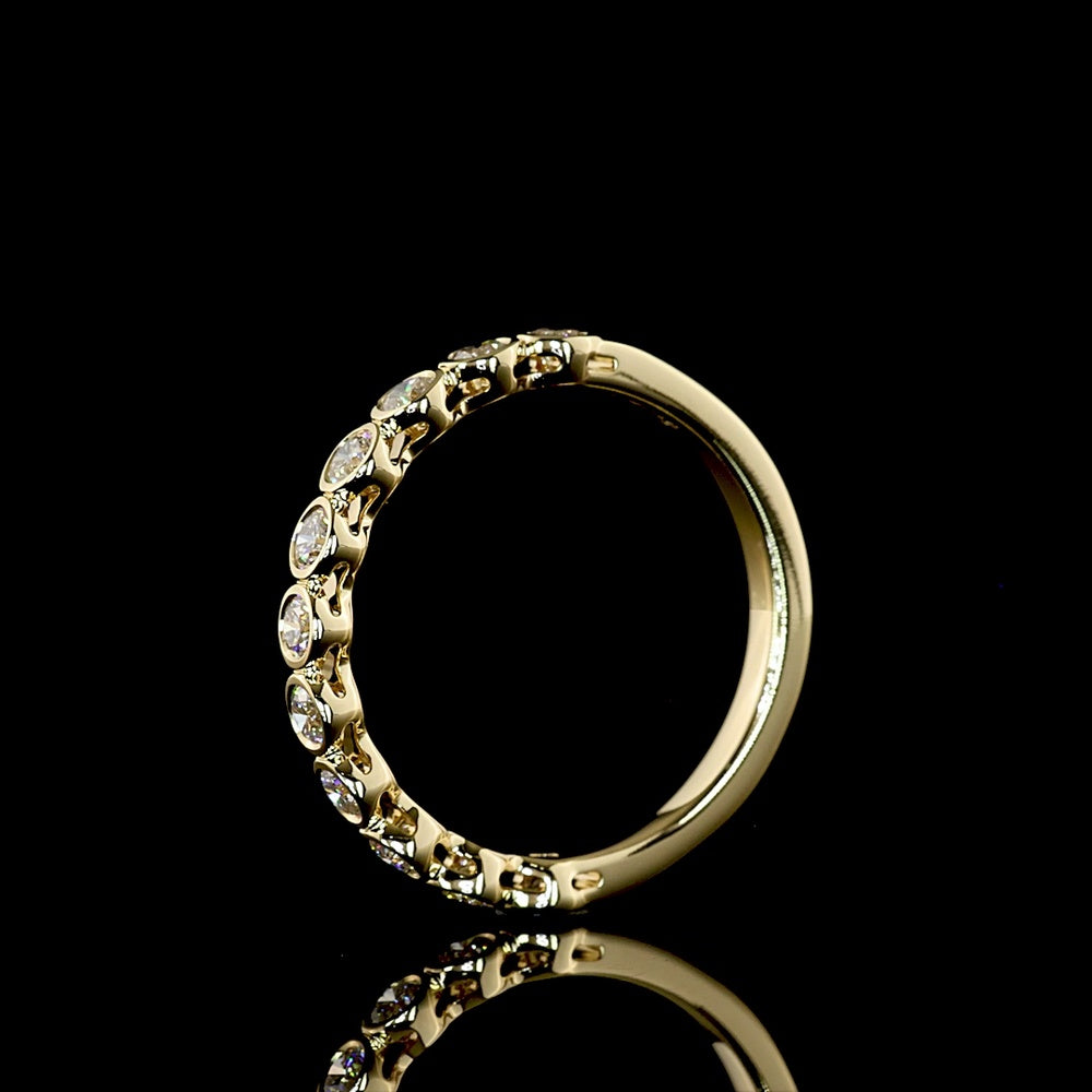 14K Yellow Gold Half Eternity Band with 11 Bezel Set Round Lab Diamonds - 0.63 Carat Total Weight - Covaloro Fine Jewelry