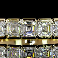 14K Yellow Gold Half Eternity Band with 11 Half Bezel Set Asscher Cut Lab Diamonds - 1.60 Carats Total Diamond Weight - Covaloro Fine Jewelry