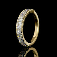 14K Yellow Gold Half Eternity Band with 11 Half Bezel Set Asscher Cut Lab Diamonds - 1.60 Carats Total Diamond Weight - Covaloro Fine Jewelry