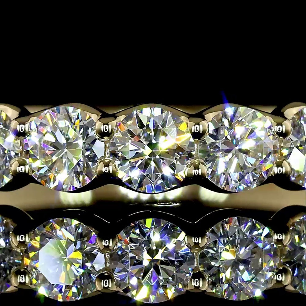 14K Yellow Gold Half Eternity Band with 11 Prong-Set Round Brilliant Cut Lab Diamonds - 1.00 Carat Total Diamond Weight - Covaloro Fine Jewelry