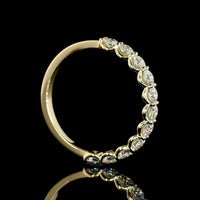 14K Yellow Gold Half Eternity Band with 11 Prong-Set Round Brilliant Cut Lab Diamonds - 1.00 Carat Total Diamond Weight - Covaloro Fine Jewelry