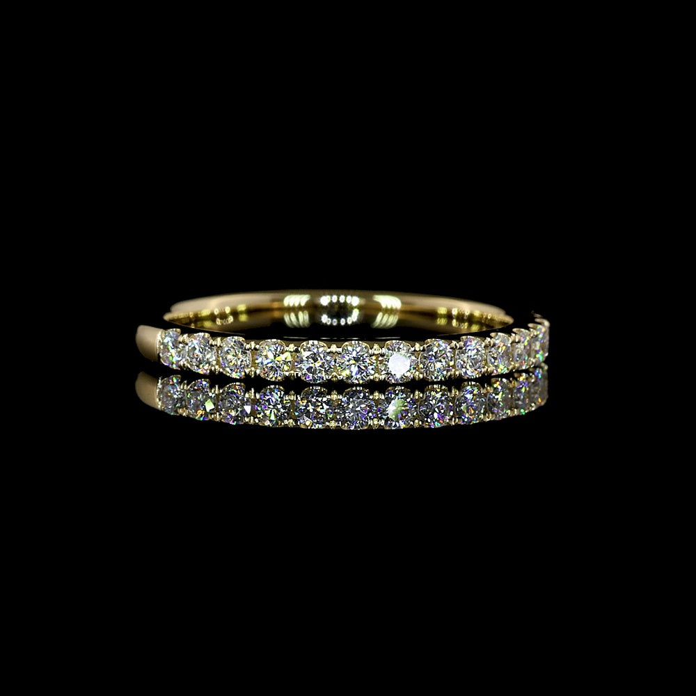 14K Yellow Gold Half Eternity Band with 16 Prong-Set Round Lab Diamonds - 0.32 Carat Total Weight, E-F Color VS1 Clarity - Covaloro Fine Jewelry