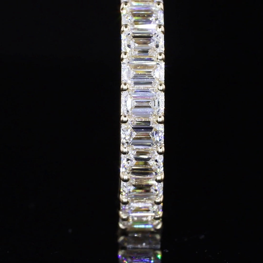 14K Yellow Gold Half Eternity Band with 17 Emerald Cut Lab Diamonds - 1.87 Carats Total Diamond Weight, E-F Color, VS1 Clarity - Covaloro Fine Jewelry