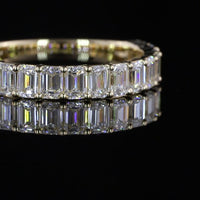 14K Yellow Gold Half Eternity Band with 17 Emerald Cut Lab Diamonds - 1.87 Carats Total Diamond Weight, E-F Color, VS1 Clarity - Covaloro Fine Jewelry
