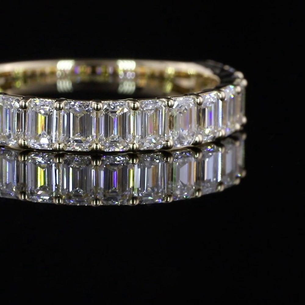 14K Yellow Gold Half Eternity Band with 17 Emerald Cut Lab Diamonds - 1.87 Carats Total Diamond Weight, E-F Color, VS1 Clarity - Covaloro Fine Jewelry