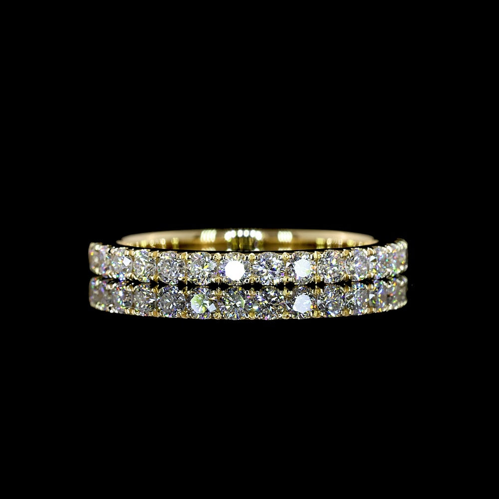 14K Yellow Gold Half Eternity Band with 17 Pave Set Round Lab Diamonds - 0.54 Carat Total Weight, E-F Color VS2 Clarity - Covaloro Fine Jewelry