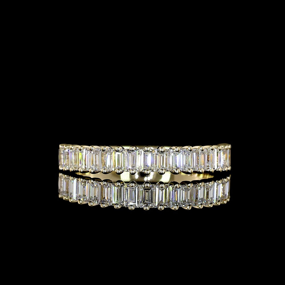 14K Yellow Gold Half Eternity Band with 19 Prong-Set Baguette Cut Lab Diamonds - 0.76 Total Carat Weight - Covaloro Fine Jewelry
