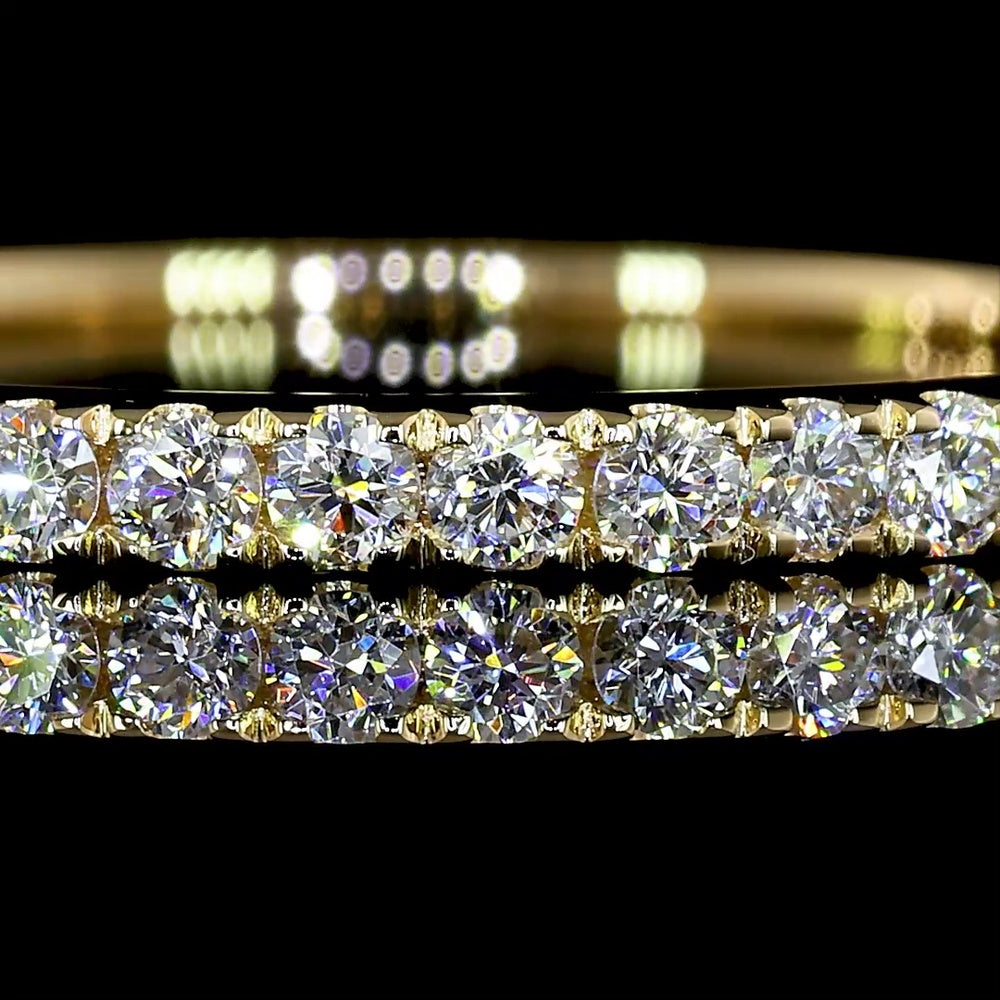 14K Yellow Gold Half Eternity Band with 19 Round Brilliant Cut Lab Diamonds - 0.31 Total Carat Weight, E-F Color VS Clarity - Covaloro Fine Jewelry