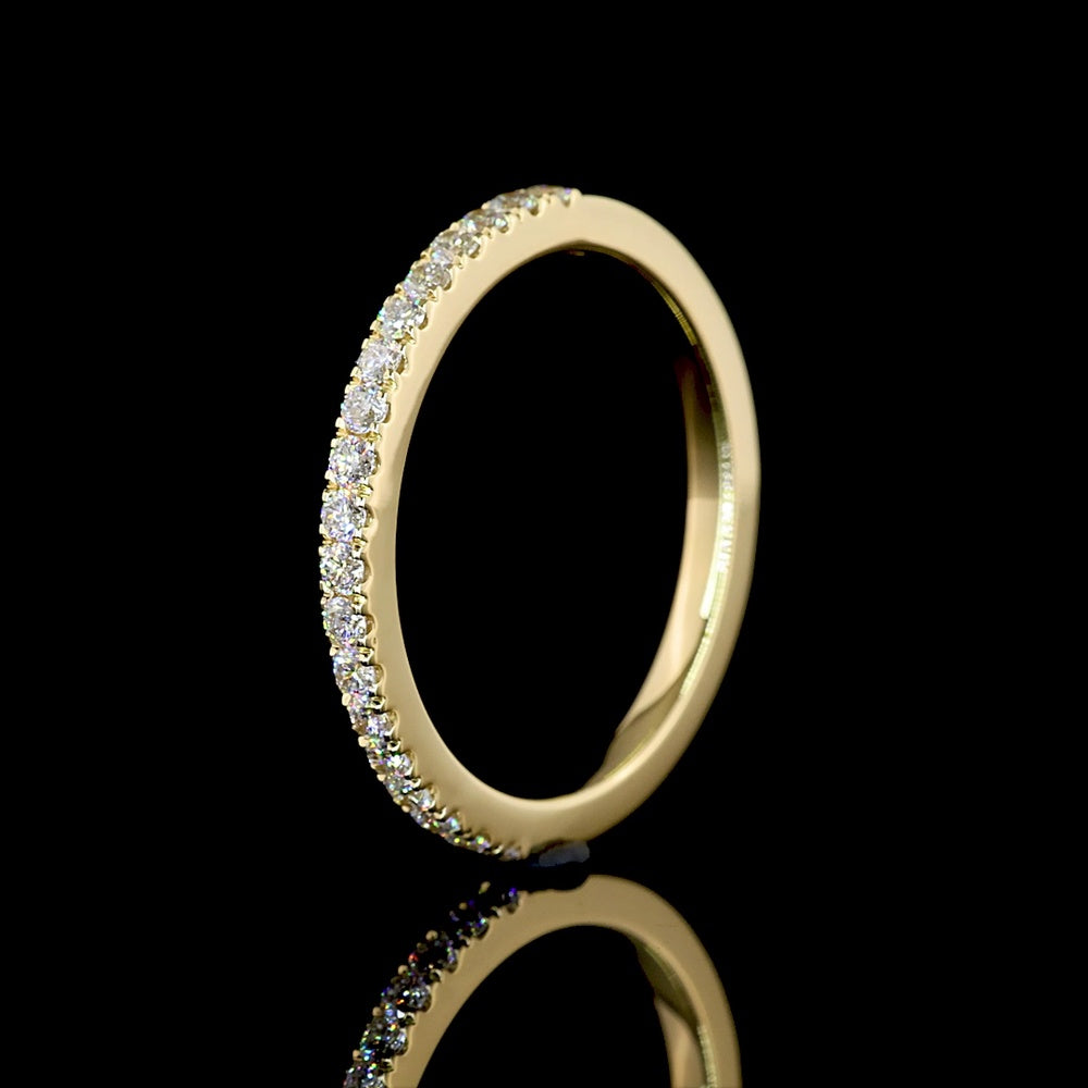 14K Yellow Gold Half Eternity Band with 19 Round Brilliant Cut Lab Diamonds - 0.31 Total Carat Weight, E-F Color VS Clarity - Covaloro Fine Jewelry