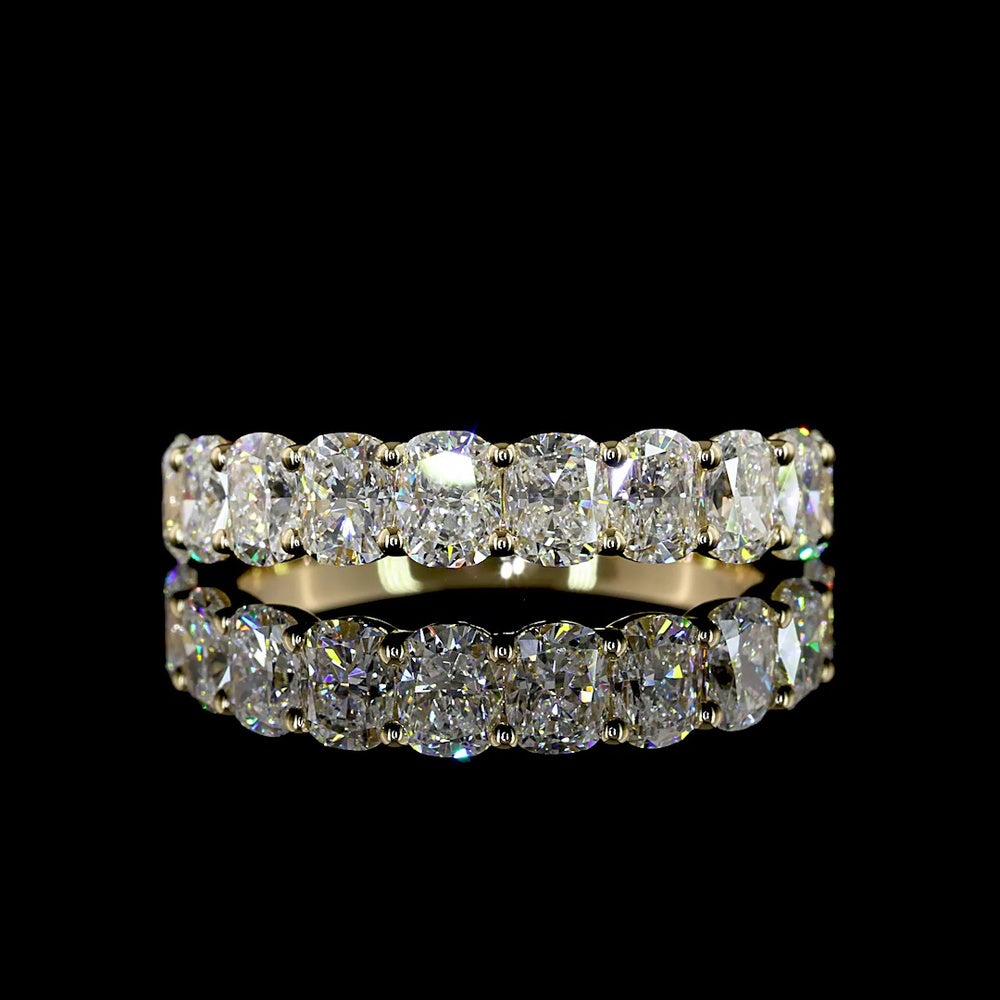 14K Yellow Gold Half Eternity Band with 2.07 Carat Cushion Brilliant Cut Lab Diamonds - 10 Stones E-F VS Clarity - Covaloro Fine Jewelry