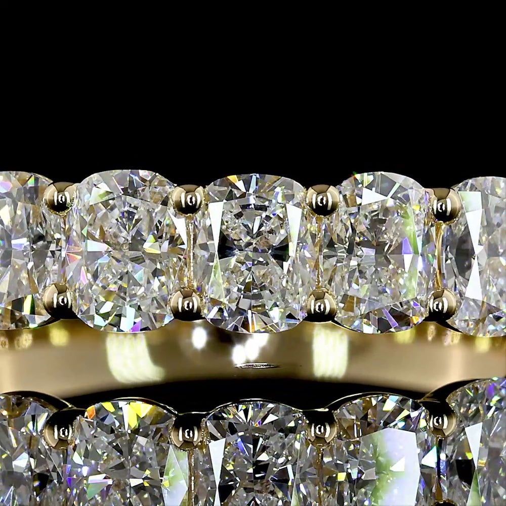 14K Yellow Gold Half Eternity Band with 2.07 Carat Cushion Brilliant Cut Lab Diamonds - 10 Stones E-F VS Clarity - Covaloro Fine Jewelry