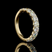 14K Yellow Gold Half Eternity Band with 2.07 Carat Cushion Brilliant Cut Lab Diamonds - 10 Stones E-F VS Clarity - Covaloro Fine Jewelry