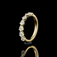 14K Yellow Gold Half Eternity Band with 7 East-West Pear Shaped Lab Diamonds - 0.62 Carat Total Diamond Weight, E-F Color VS Clarity - Covaloro Fine Jewelry