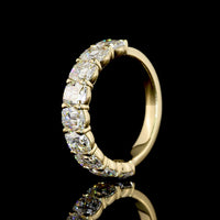 14K Yellow Gold Half Eternity Band with 9 Antique Cushion Cut Lab Diamonds - 3.36 Carats Total Diamond Weight - Covaloro Fine Jewelry