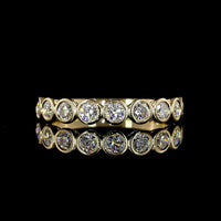 14K Yellow Gold Half Eternity Band with 9 Bezel Set Round Lab Diamonds - E-F VS - 0.65 Carats Total Diamond Weight - Covaloro Fine Jewelry