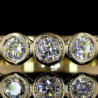14K Yellow Gold Half Eternity Band with 9 Bezel Set Round Lab Diamonds - E-F VS - 0.65 Carats Total Diamond Weight - Covaloro Fine Jewelry