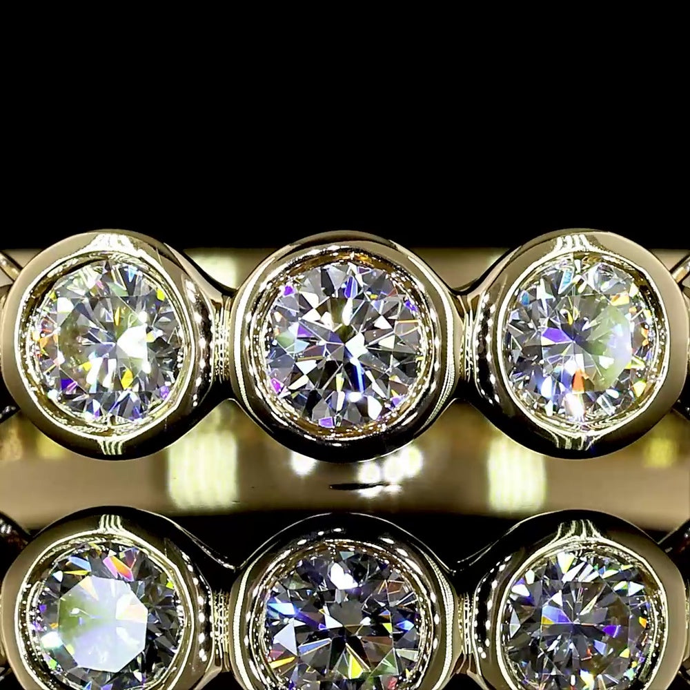 14K Yellow Gold Half Eternity Band with 9 Bezel Set Round Lab Diamonds - E-F VS - 0.65 Carats Total Diamond Weight - Covaloro Fine Jewelry