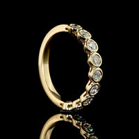 14K Yellow Gold Half Eternity Band with 9 Bezel Set Round Lab Diamonds - E-F VS - 0.65 Carats Total Diamond Weight - Covaloro Fine Jewelry