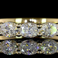 14K Yellow Gold Half Eternity Band with 9 East-West Set Oval Lab Diamonds - 1.02 Carats Total Diamond Weight - Covaloro Fine Jewelry