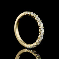 14K Yellow Gold Half Eternity Band with 9 East-West Set Oval Lab Diamonds - 1.02 Carats Total Diamond Weight - Covaloro Fine Jewelry