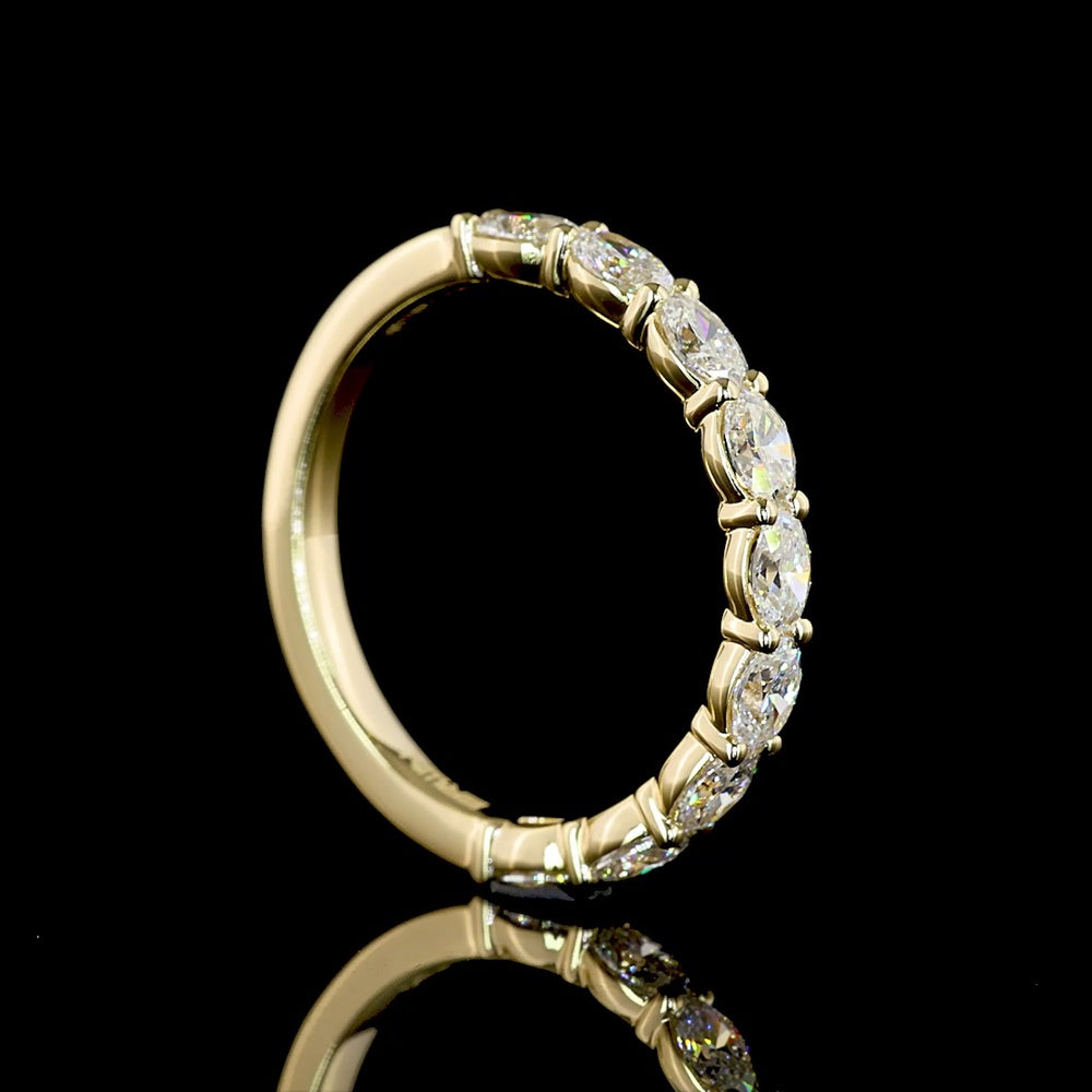 14K Yellow Gold Half Eternity Band with 9 East-West Set Oval Lab Diamonds - 1.02 Carats Total Diamond Weight - Covaloro Fine Jewelry