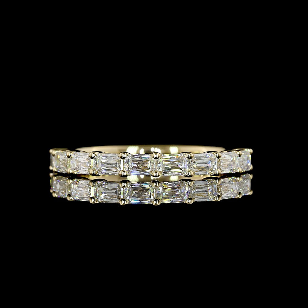 14K Yellow Gold Half Eternity Band with 9 East-West Set Radiant Cut Lab Diamonds - 0.89 Carat Total Weight - Covaloro Fine Jewelry