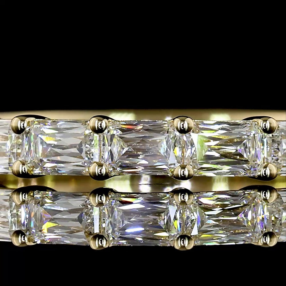 14K Yellow Gold Half Eternity Band with 9 East-West Set Radiant Cut Lab Diamonds - 0.89 Carat Total Weight - Covaloro Fine Jewelry