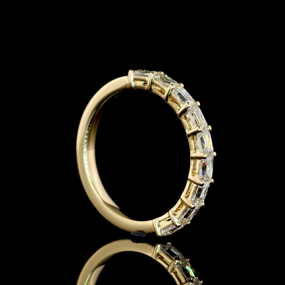 14K Yellow Gold Half Eternity Band with 9 East-West Set Radiant Cut Lab Diamonds - 0.89 Carat Total Weight - Covaloro Fine Jewelry