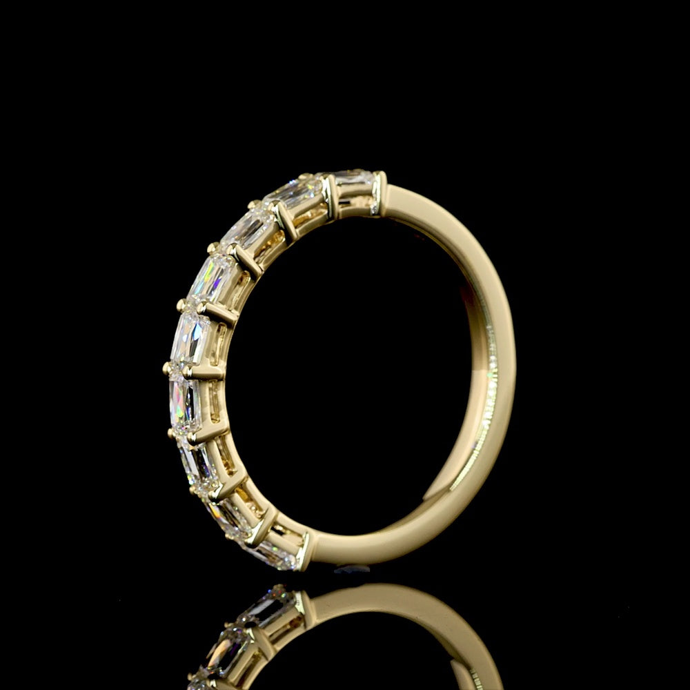 14K Yellow Gold Half Eternity Band with 9 East-West Set Radiant Cut Lab Diamonds - 0.89 Carat Total Weight - Covaloro Fine Jewelry