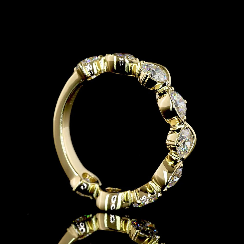 14K Yellow Gold Half Eternity Band with 9 Round Brilliant Cut Lab Diamonds - 2.24 Carats Total Diamond Weight - Covaloro Fine Jewelry
