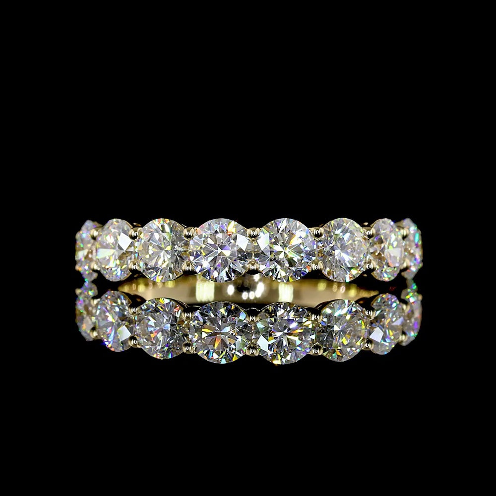 14K Yellow Gold Half Eternity Band with 9 Round Brilliant Cut Lab-Grown Diamonds - 1.69 Carat Total Diamond Weight - Covaloro Fine Jewelry
