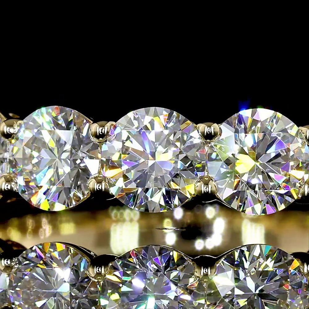 14K Yellow Gold Half Eternity Band with 9 Round Brilliant Cut Lab-Grown Diamonds - 1.69 Carat Total Diamond Weight - Covaloro Fine Jewelry
