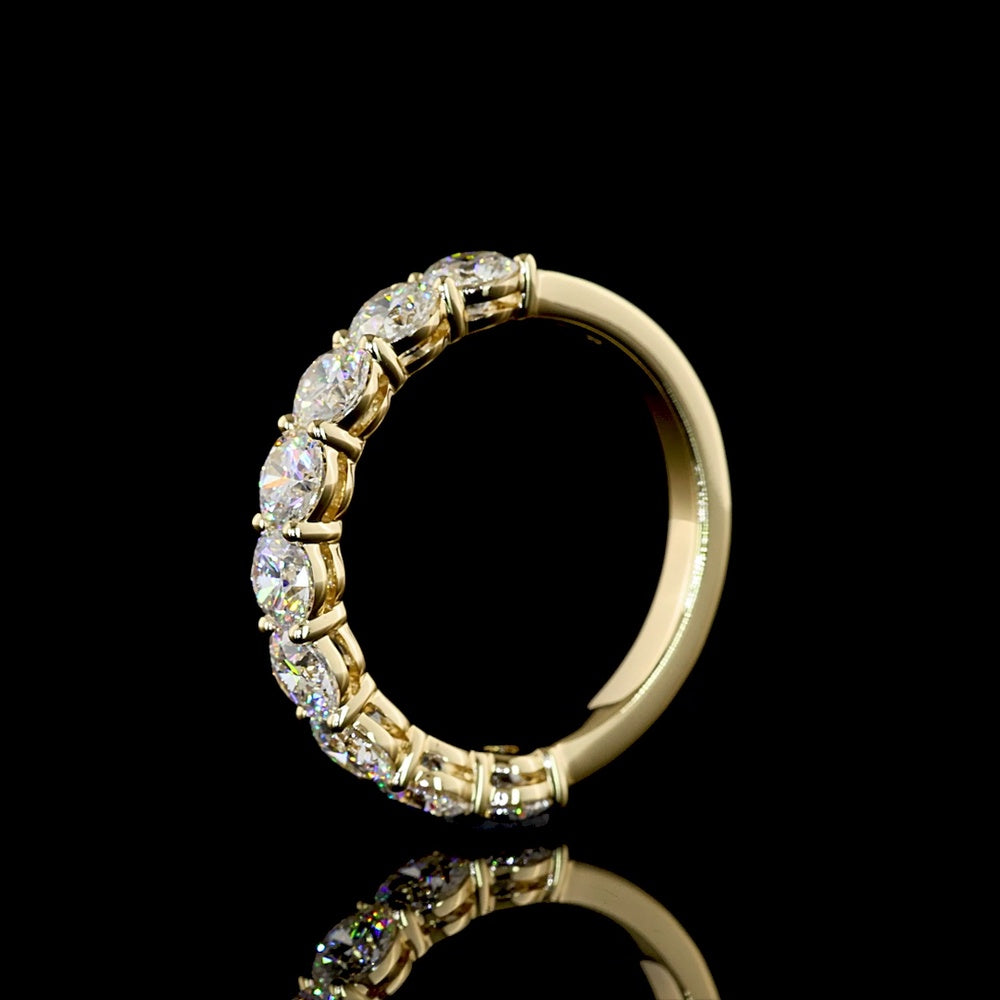 14K Yellow Gold Half Eternity Band with 9 Round Brilliant Cut Lab-Grown Diamonds - 1.69 Carat Total Diamond Weight - Covaloro Fine Jewelry