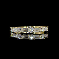 14K Yellow Gold Half Eternity Band with Alternating Baguette and Round Lab-Grown Diamonds - 0.93 Carats Total Diamond Weight - Covaloro Fine Jewelry