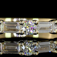 14K Yellow Gold Half Eternity Band with Alternating Baguette and Round Lab-Grown Diamonds - 0.93 Carats Total Diamond Weight - Covaloro Fine Jewelry