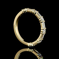 14K Yellow Gold Half Eternity Band with Alternating Baguette and Round Lab-Grown Diamonds - 0.93 Carats Total Diamond Weight - Covaloro Fine Jewelry